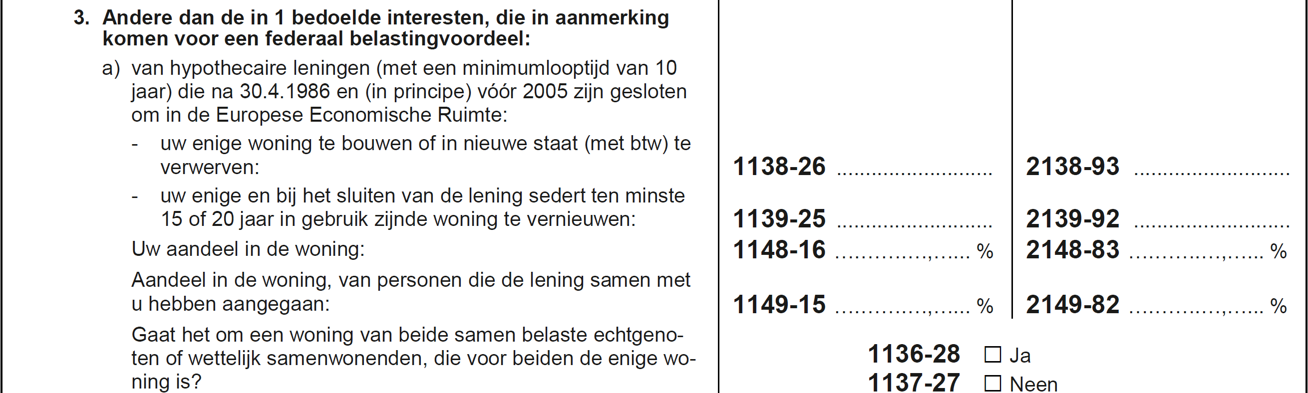 Vak IX federaal bijkomende interestaftrek