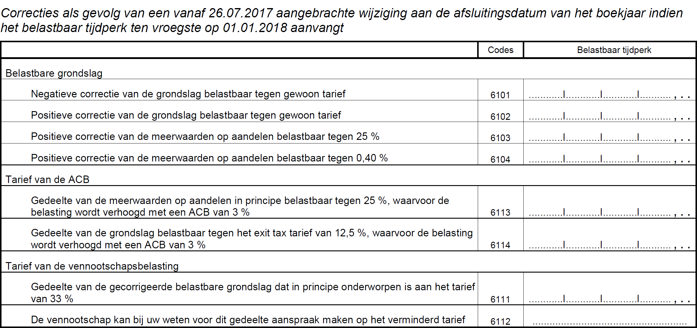 Correcties wijziging boekjaar AJ 2019 Nieuw