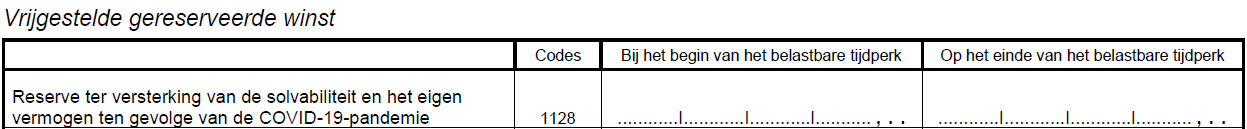 Vrijgestelde reserve covid