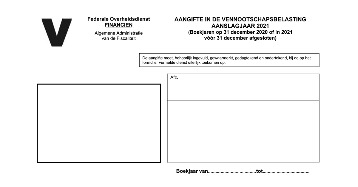 Aangifte vennootschapsbelasting aj 2021