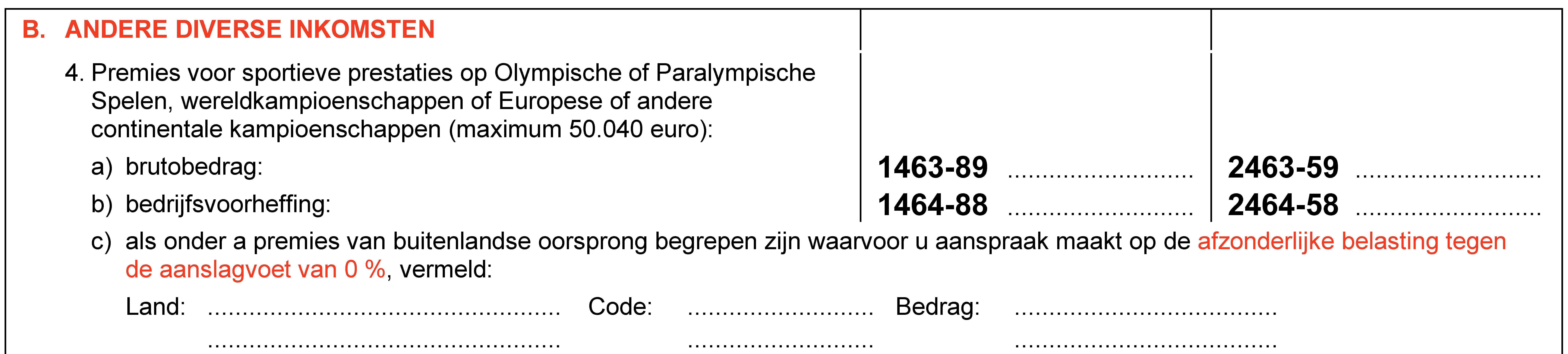 premies voor sportieve prestaties aanslagjaar 2022