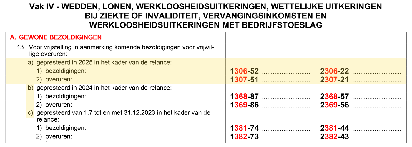 vrijwillige overuren Vak IV - AJ 2026