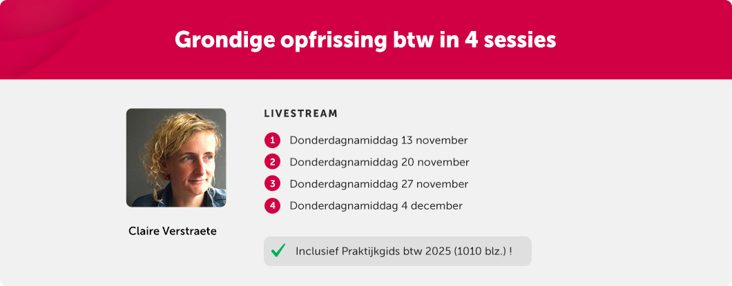 Grondige opfrissing btw in vier sessies